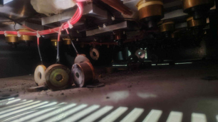 Ultrasonic transducer visual inspection showing de-bonded damaged crystals